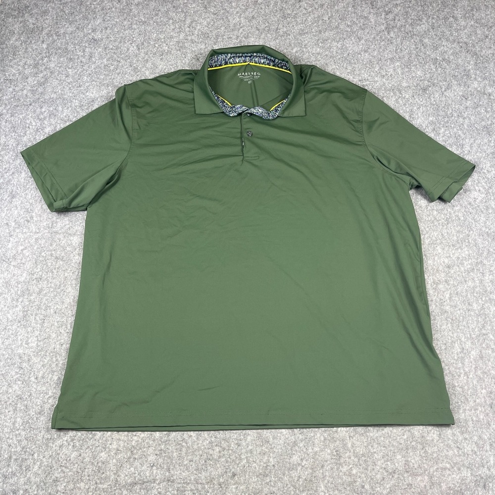 Maelreg Performance Polo Shirt Mens 3XL Green‎ Golf Athletic Lightweight Stretch